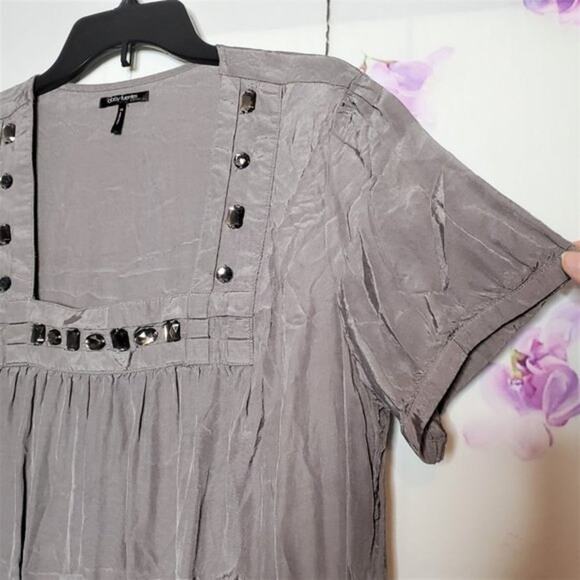 Daisy Fuentes Metallic Embellished Jewel Square Neck Blouse 1X - Picture 6 of 7